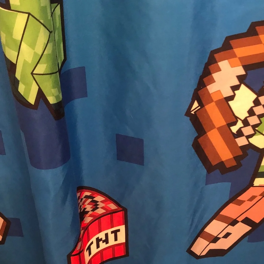 Minecraft Kids Costume Shower Curtain - Blue with TNT & Creeper